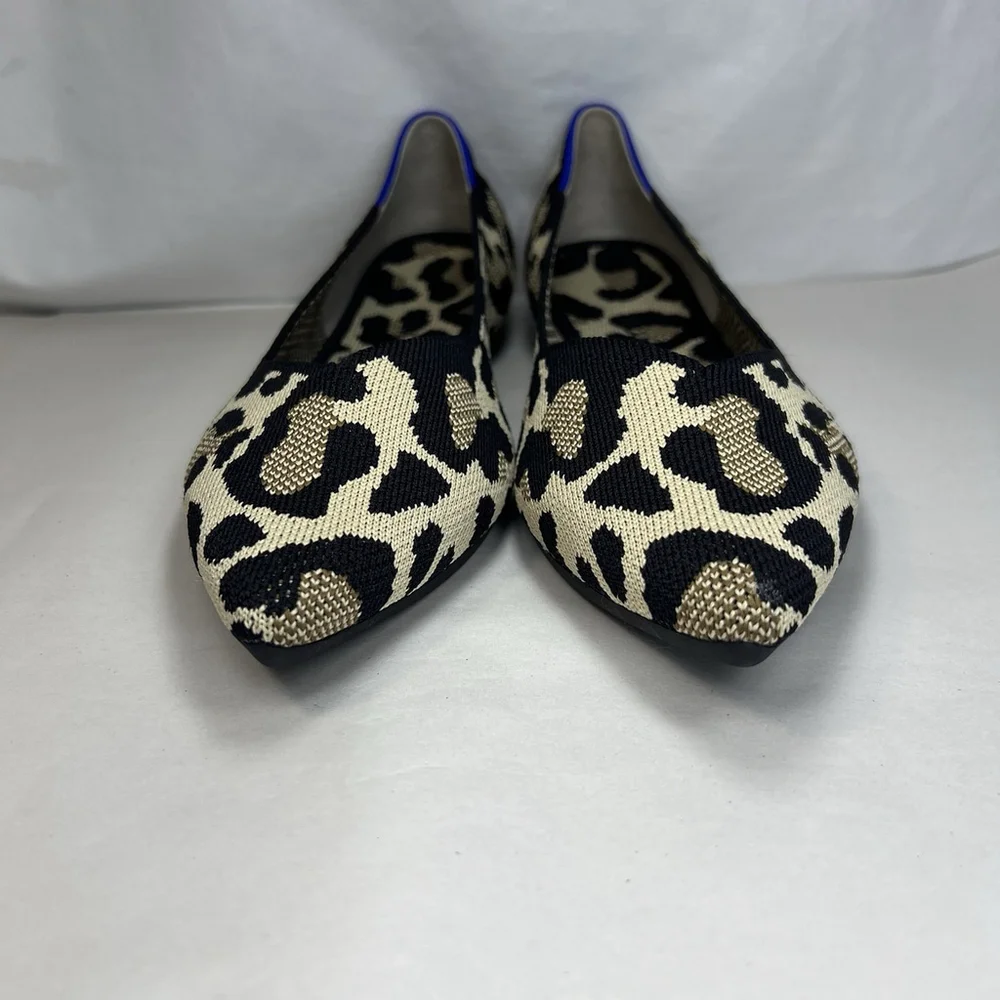 Rothy’s Pointed Toe Flats 11.5 Wild Cat Leopard Cheetah Soft Slip On Womens Shoe - Picture 3 of 13